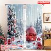 2pcs 2D Flat Printing Christmas Party Curtain Candy Cane Snow Winter Wonderland Fabric Without Electricity Festive Holiday