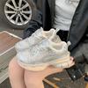 Rhinestone dad shoes women's spring new lace-up thick-soled heightening versatile sports shoes casual shoes