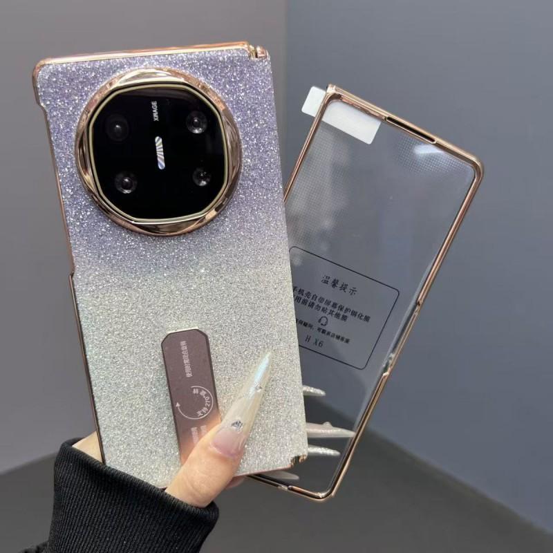Foldable Phone Case Mate X5 X6 With Rotating Stand Sparkle Gradient Cover PET Material