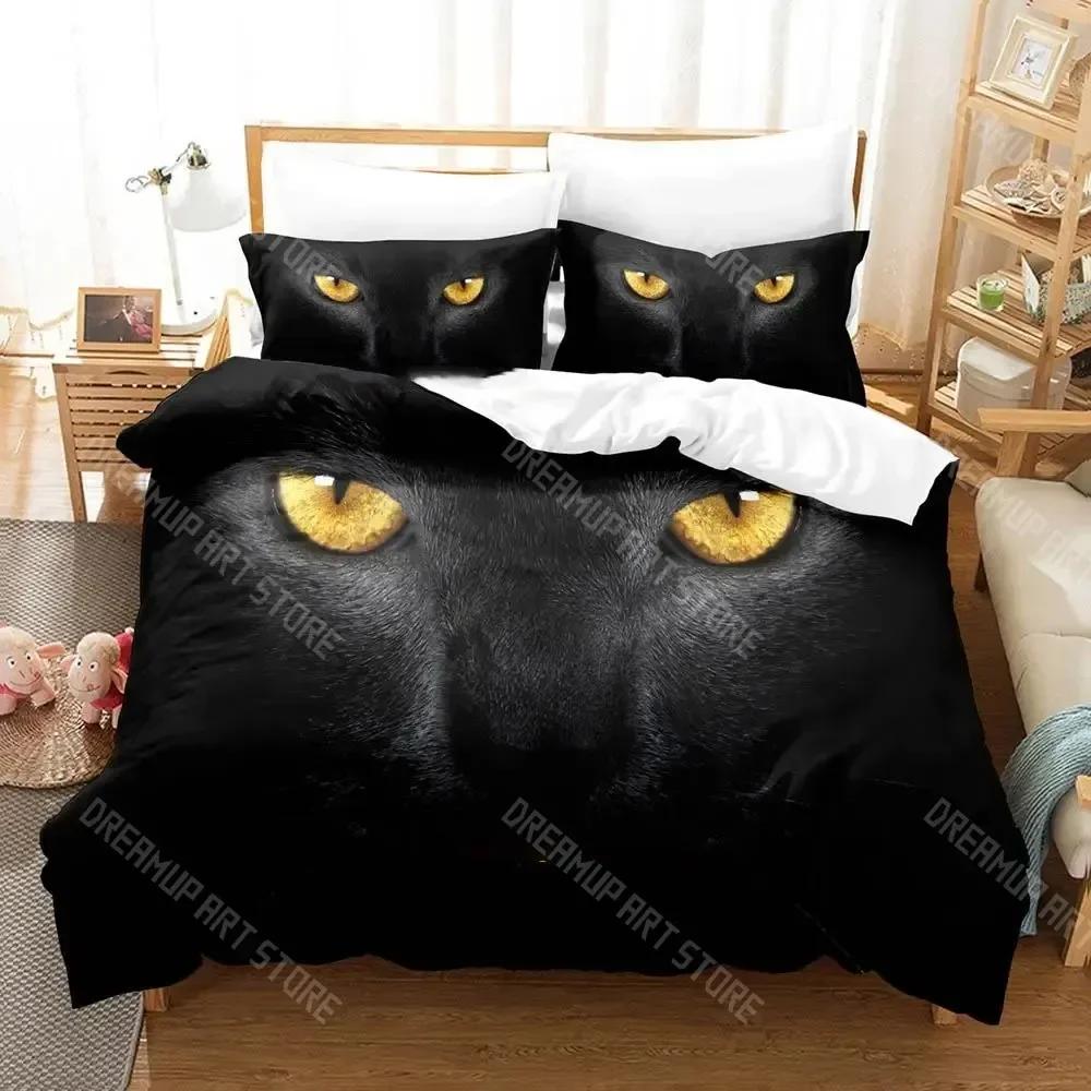 Cute Artistic Cat Bedding Set Single Twin Full Queen King Size Bed Set Adult Kid Bedroom Duvetcover Sets Anime Cat