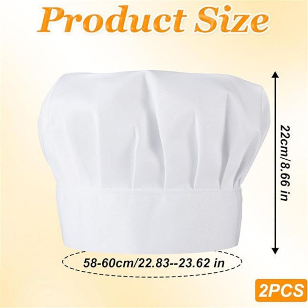 2pcs Professional Chef Hats,Adjustable Chef Hat ,Elastic Cotton Chef Hat Kitchen Cooking Hats Cap Party Baking China Mainland