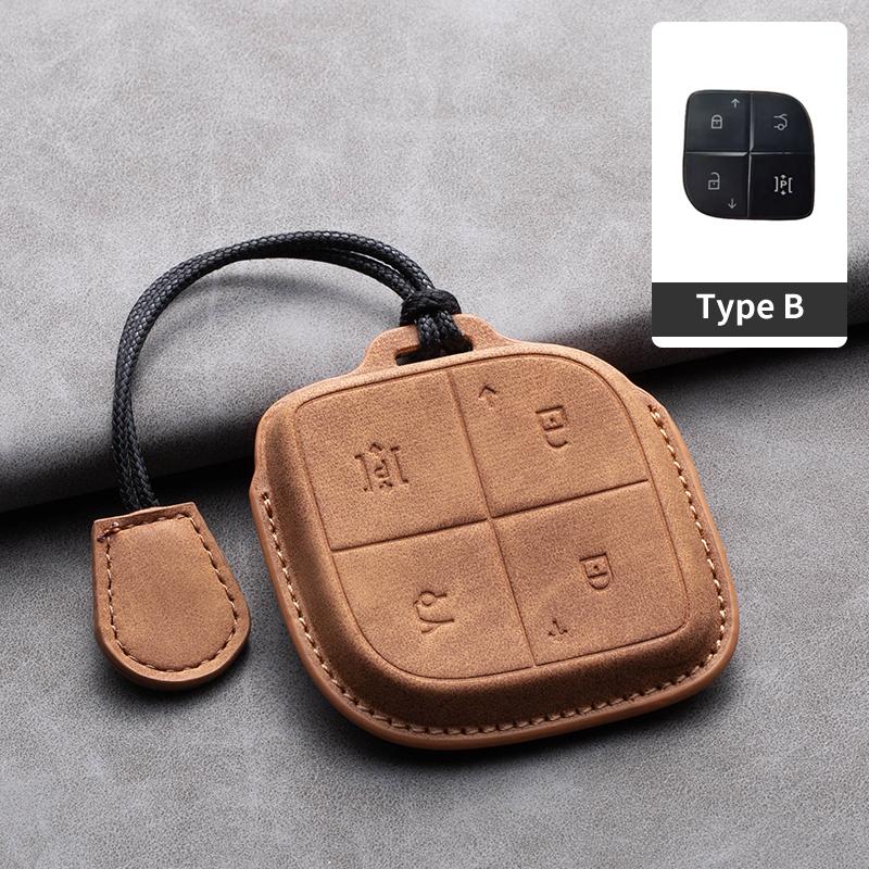 Geschikt Voor Lynk&Co 08    Leren Auto Slimme Afstandsbediening Sleutelhoesje Auto Sleutel Beschermhoes Decoratie Accessoires