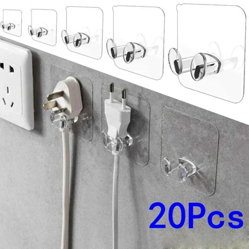 

20/40PCS Wall Storage Hook Punch-free Power Plug Socket Holder Kitchen Stealth Hook Wall Adhesive Hanger Bathroom