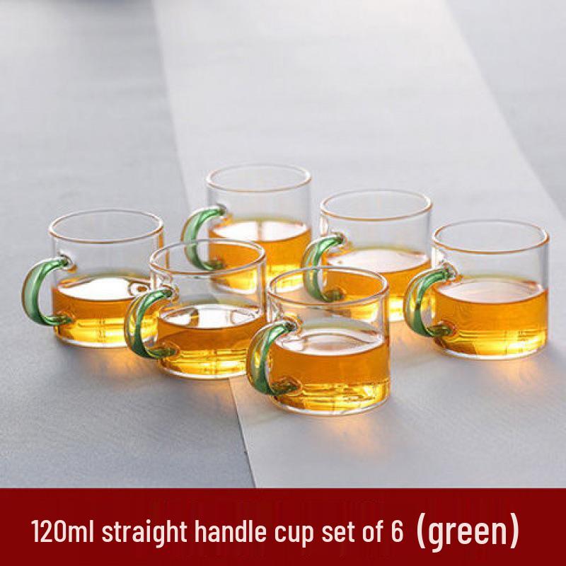 Heat-Resistant Glass Tea Cup with Handle - Household Gongfu Style, Transparent and Thickened for Individual Use