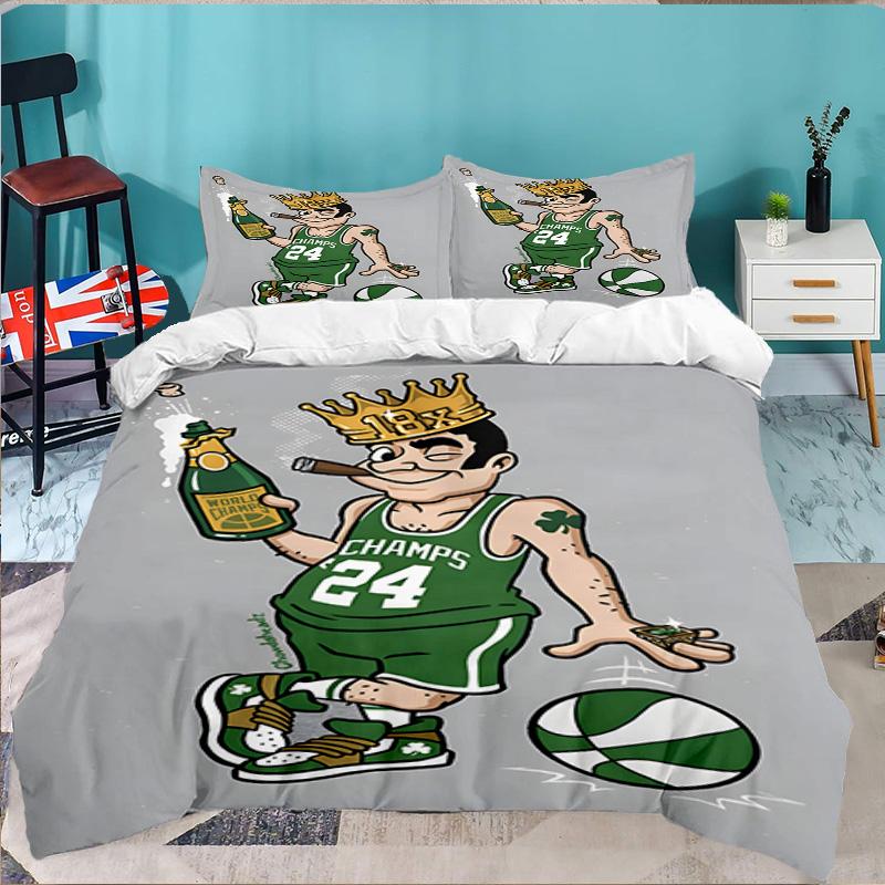 Boston-Celtics Logo 3pcs Bedding Set,Including 1pc Duvet Cover And 2pcs Pillowcases Perfect Gift for Christmas,Ideal for Bedroom, Dormitory