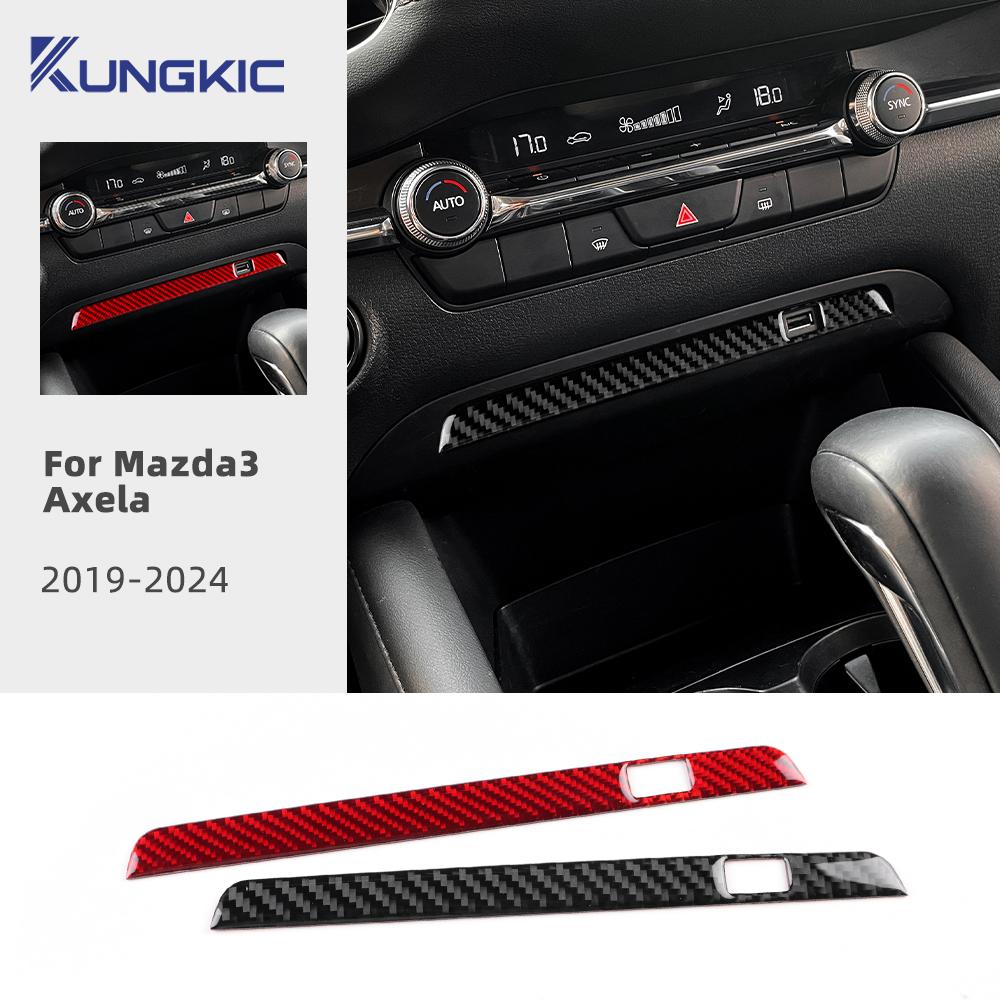 Interieuraufkleber im Carbonfaser-Stil für Mazda 3 Axela 2019-2025 LHD RHD Mittelkonsolen-USB-Rahmen Aufkleber