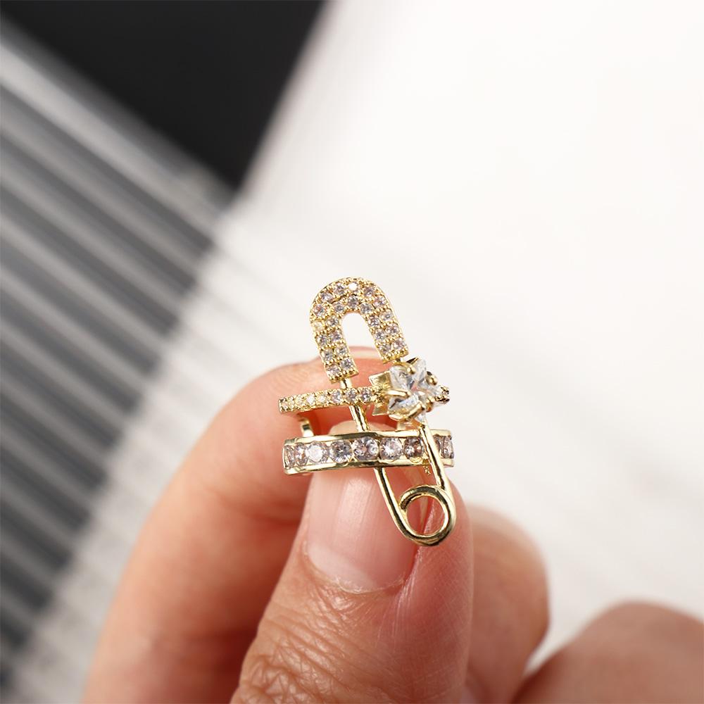Pin Exquisite Elegant Korean Style Ear Cuff Women Jewelry Zircon Ear Clip Paper Clip Style Earring