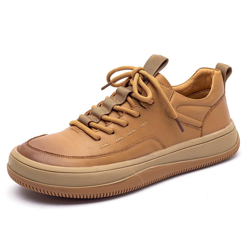 Spring New Leather Men's Shoes Trendy Versatile Leather Shoes Platform Non-slip Casual Shoes Men's Crooked Clown Shoes