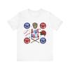 Retro Baseball Graphic Tee with Happy Face and Lightning T-Shirt