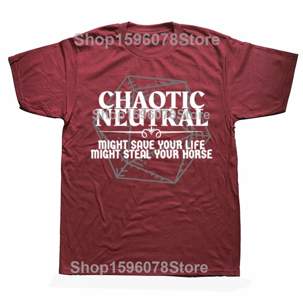Funny Dungeons and Dragons Dungeon Master Chaotic Neutral T Shirts Short Sleeve Birthday Gifts Mens Clothing Oversized T Shirt