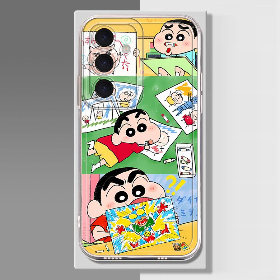 Phone Case for Samsung Galaxy A26 A24 A52 A31 A56 A50 A33 A52 A34 A35 A54 A15 A55 A23 A25 A51 A16 A36 A13 Cute Crayons Shinchans