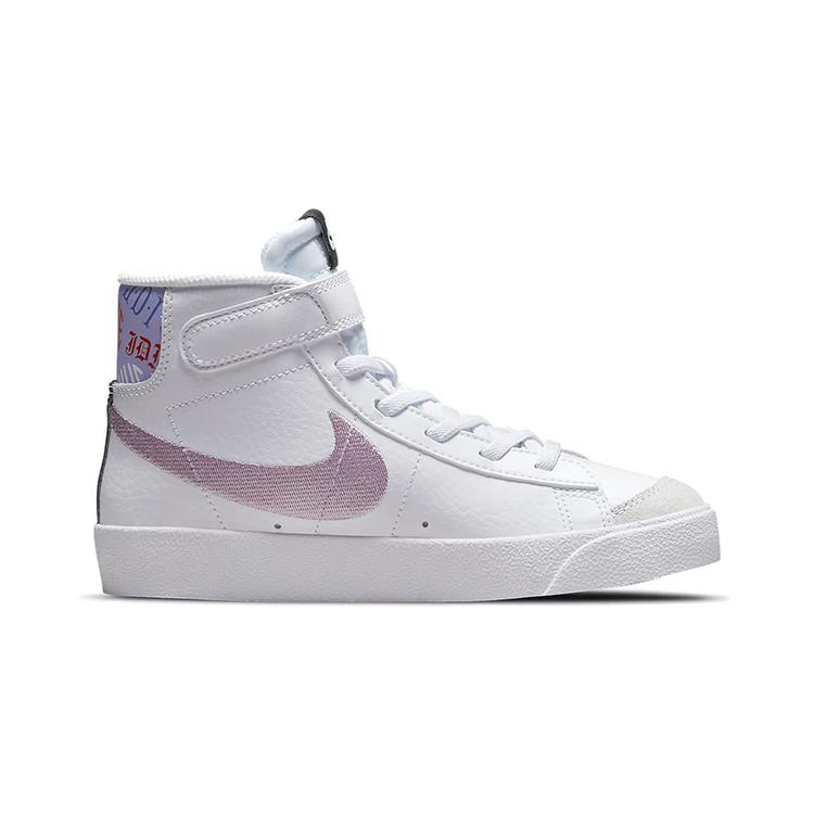 Новые износостойкие нескользящие полувысокие кеды для скейтборда Nike Blazer 77 SE, белые, серые, фиолетовые, для детей 3-7 лет, DJ0266-100