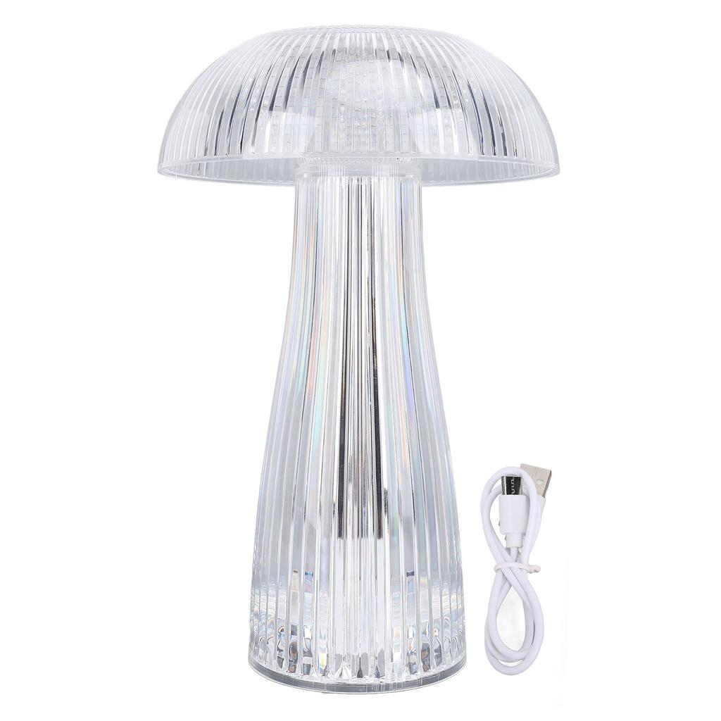 Desk Lamp Acrylic Rechargeable Cordless 3 Color Dimmable Touch Control Portable Mushroom Lamp for Be