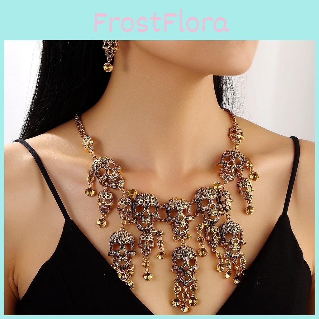 Jewelry Gothic Skeleton Collection With Pendant And Drop Earrings For Night Events Out