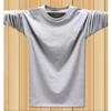 Men's Solid Color Long Sleeve T-Shirt, Imitation Cotton Milk Silk, Round Neck, Spring/Autumn, Large Size, Soft Fabric.