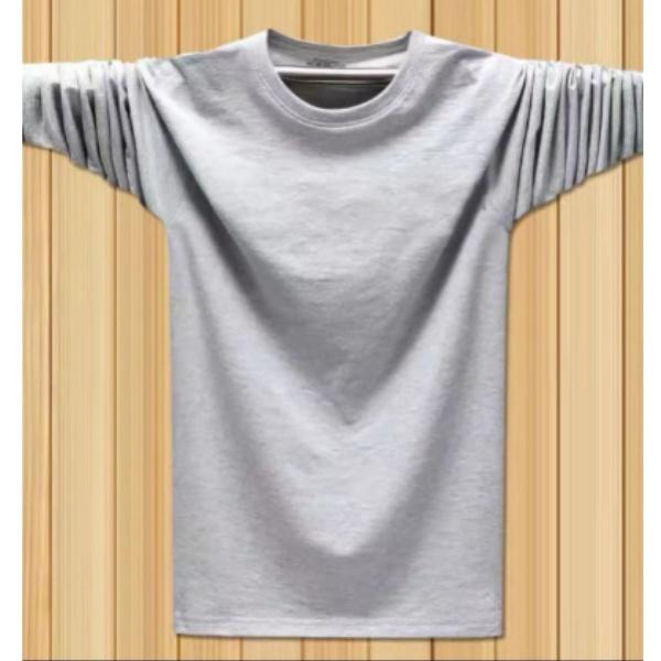 Men's Solid Color Long Sleeve T-Shirt, Imitation Cotton Milk Silk, Round Neck, Spring/Autumn, Large Size, Soft Fabric.