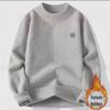 Woodpecker Men's Slim Fit Round Neck Knit Sweater - Warm Velvet Base Layer for Autumn/Winter