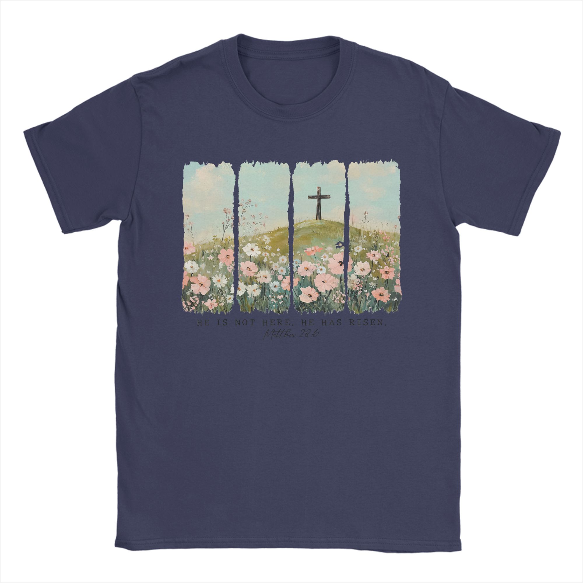 

He is Risen Christian Wildflower Happy Easter T Shirt Summer Pure Cotton T Shirts For Man Short Sleeve Aesthetic Clothes 4XL