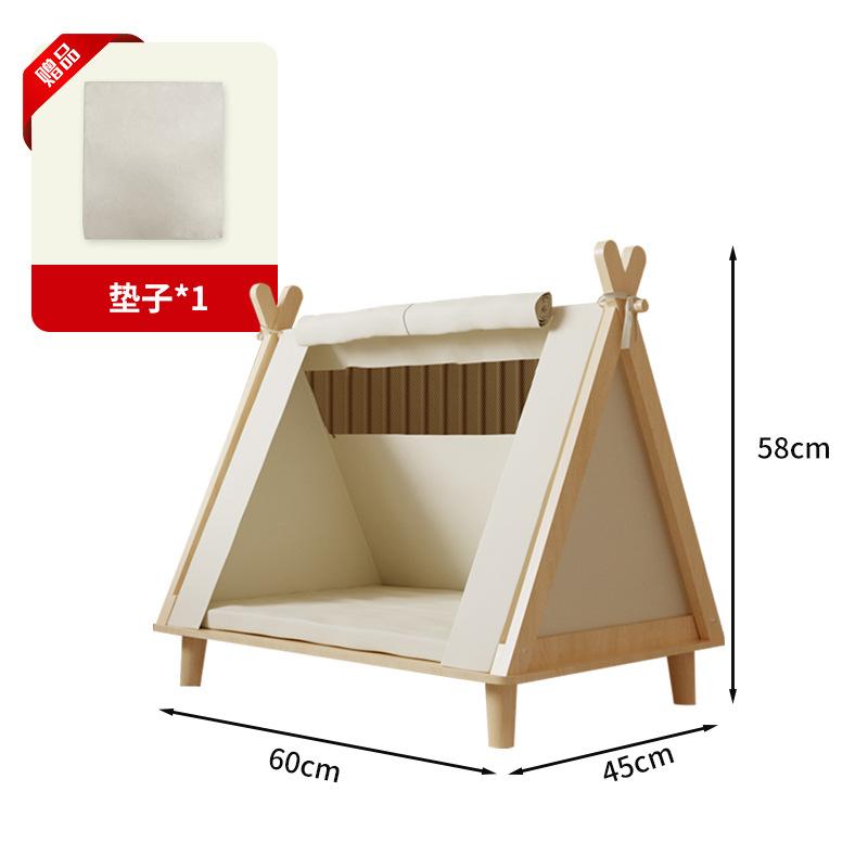 

Small Dog House Pet Tent 4 Seasons Bed Enclosed Safe Space Teddy Summer Raised Cot 60 45 58 бежевий