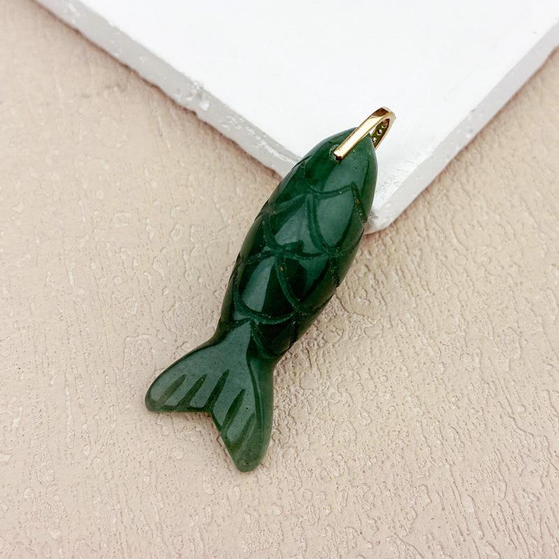 

Natural Crystal Red Vein Carved Koi Fish Pendant Necklace - Trendy Fashion