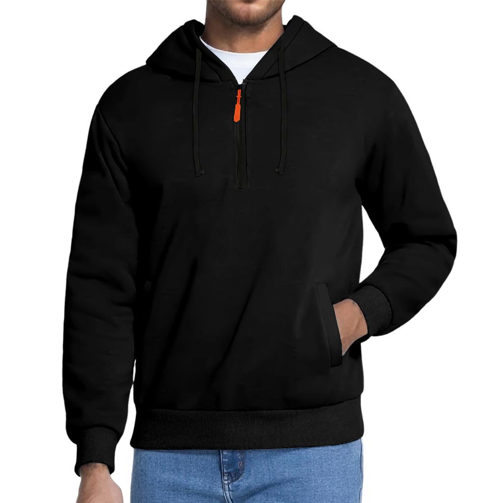 Herre Fleece Hettegenser Casual Langermet 1/4 Glidelås Pullover Sweatshirts