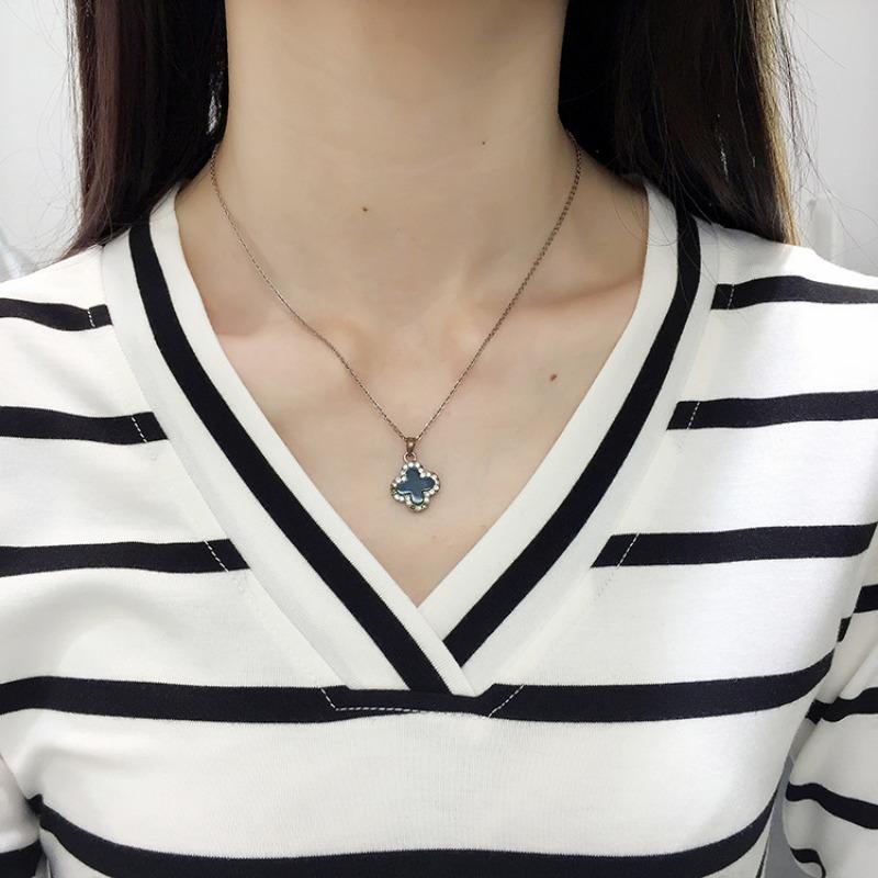 V-neck Long Sleeved Striped T-shirt for Women