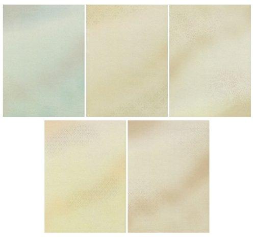 Kobaido Kana Paper, Ganpishi Kaori, Half-Kaishi Size, 50 Sheets (5 Designs, 10 Sheets Each)