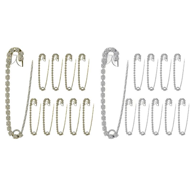 10 ks Dekorativní brože na oblečení Doplňky Elegantní připínáčky s kamínky Rafinované klipy na sukně a klopy