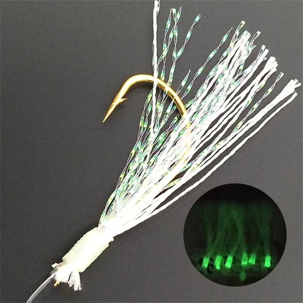 6Pcs/set Night Fishing Sabiki Rig Hook Mackerel Feathers Sabiki Lure  Saltwater Sea Fishing