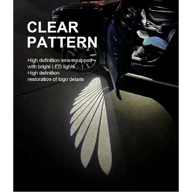 2pcs LED Welcome Lights Car Ambient Accessories Door Rearview Mirror Angel Wing Auto Carpet Lamp Dual Controller Atmosphere Lamp