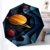 Planets, Space Themed Automatic Opening and Closing Umbrella, Brightly Colored 8-rib Portable Umbrella, Suitable for Men and Women, A Perfec