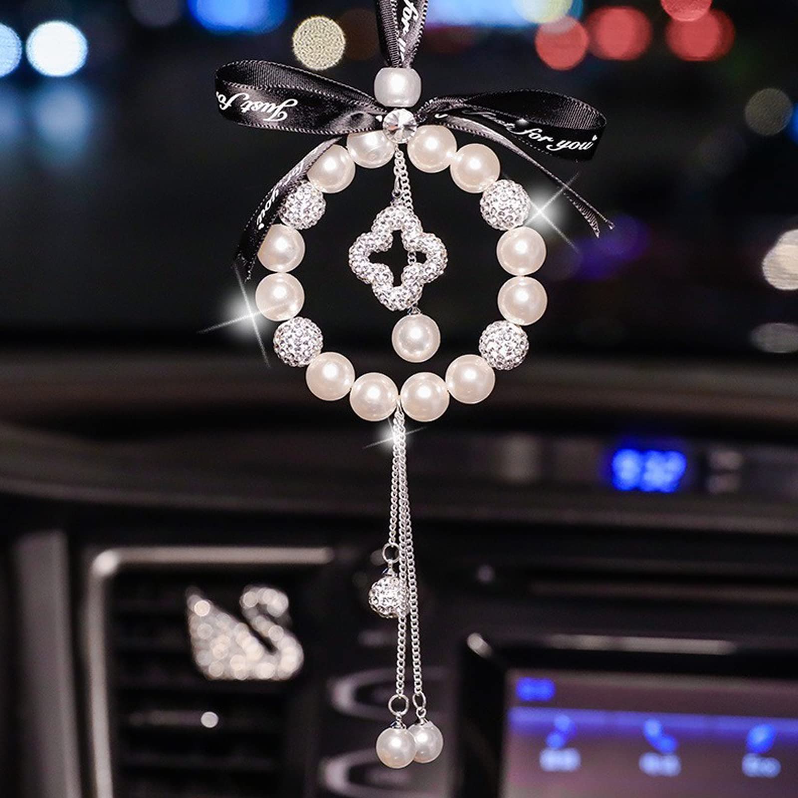 

Samcos Four Leaf Clover, Lucky Pearl, Sparkle, Pendant, Car Decoration, Window Decoration, Fashionable, Precision,