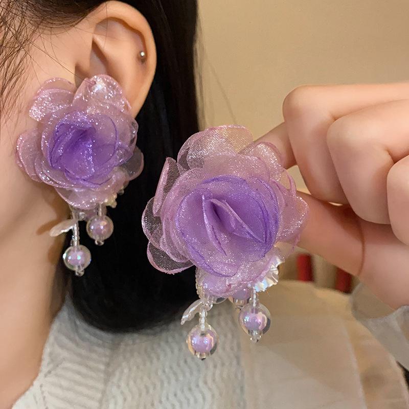 

Серьги с бахромой из супер-феи, Нишевые серьги с высококлассным чувством темперамента в стиле отпуска, Летние серьги-цветочное море