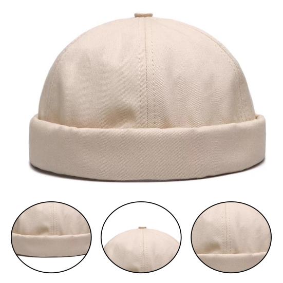 Bonnet Calotte Unisexe Sans Visière Protection Solaire Automne Hiver Réglable Couleur Unie Casquette Marin pour Usage Quotidien