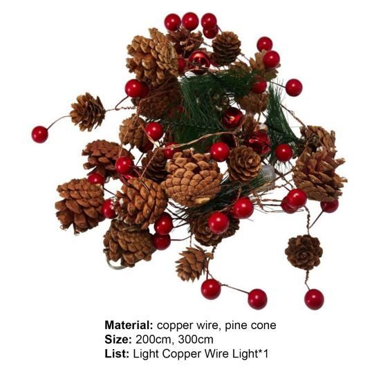 Lichterkette Energiesparend Strahlungsfrei Kupferdraht Tannenzapfen Lichterkette für Zuhause