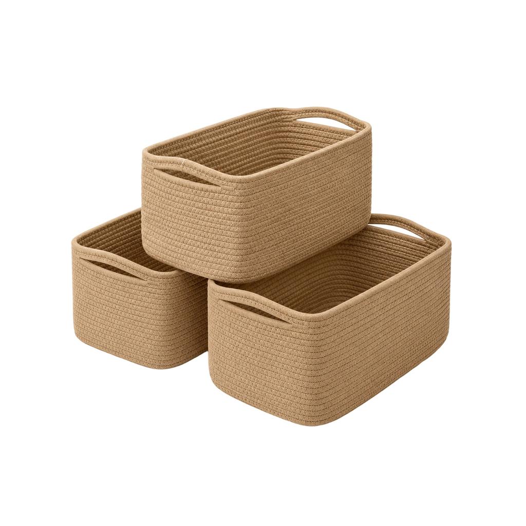 Cesta de Armazenamento de Corda de Algodão com Alças para Itens Pequenos, Cesta de Presente