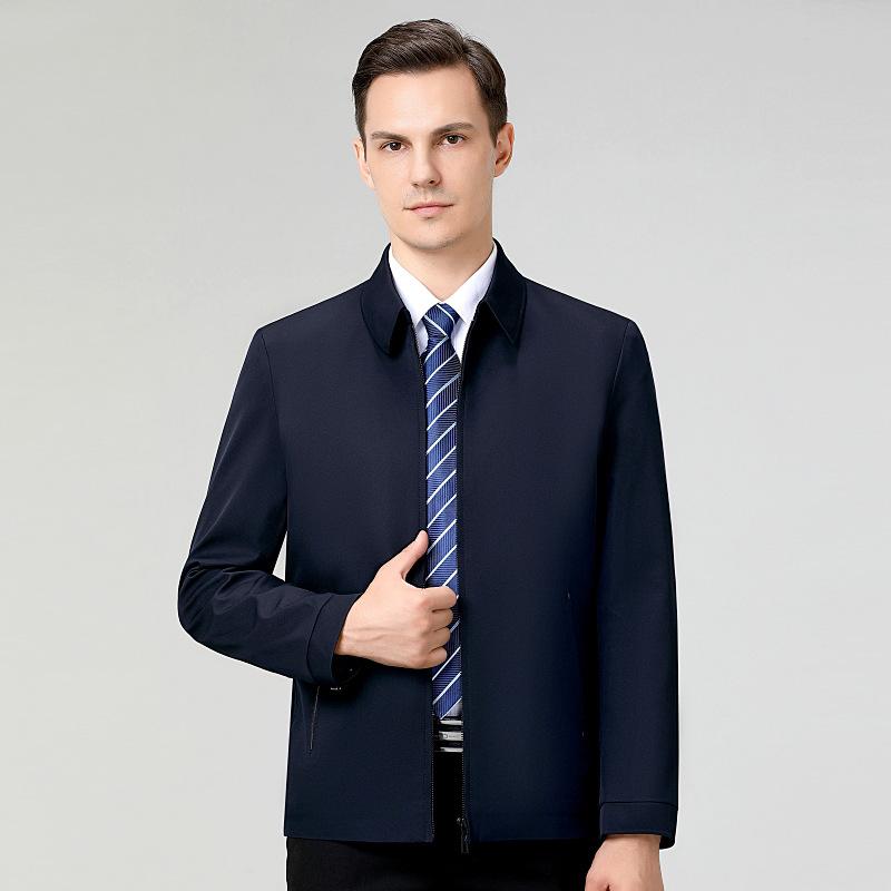 

Middle-aged and Elderly Cadre Clothing Autumn Short Business Casual Middle-aged Dad Clothing Lapel Executive Jacket for Men 195
