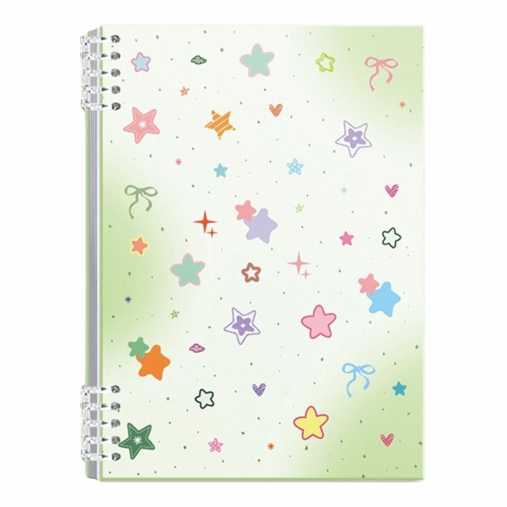 A5/B5 Lined Notebook Dopamine Color Loose Leaf Notebook Durable Binder Notebook  Note Taking A5-Light Green Star