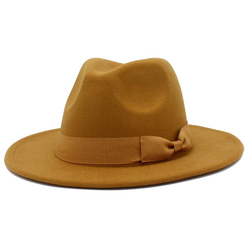 Europeisk-amerikansk stil rosett bredbrättad fedora: Trendig Unisex Jazzhatt