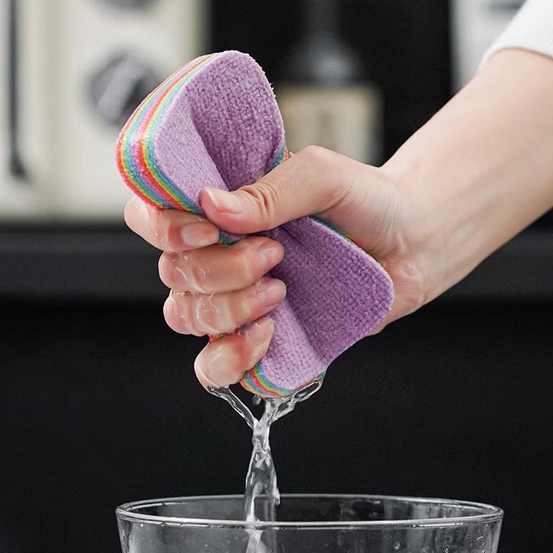 12 Layers Dishcloths Reusable Kitchen Rag Dish Cloth Non-stick Oil Thickened Cleaning Scouring Pad Tearable Absorbent Dish Towel