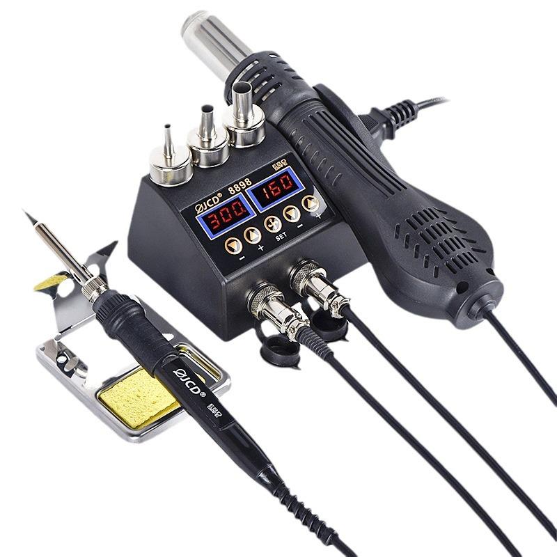 JCD 8898 Dual Digital Display 750W Hot Air Gun & Temperature-Controlled Electric Soldering Station