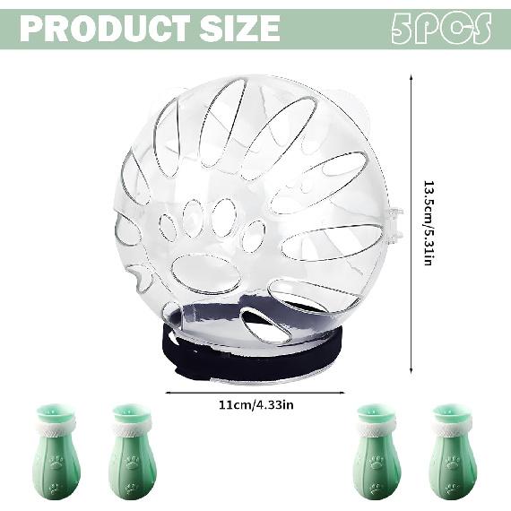 Cat Head Cover,Cat Bubble Muzzle,Cat Helmet for Grooming,Adjustable Hood,Anti-Bite Helmet,with 4 Silicone Paw Shoes,for Pet Bathing Shaving Nail