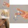 Versatile Alloy Circle Earrings With Flower Design Trendy Women's Street Style