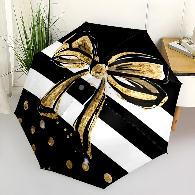 

1pc Gold Bow Decor Automatic Open/Close Umbrella, Lightweight for Women/Men, Perfect Gift - for Everyday or Holiday Eventsyy251127091
