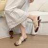 Red French Fairy Wind Square Head Heightened Slope Heel Slippers Women's Outer Wear Summer 2025 New with Skirt Cool Slippers