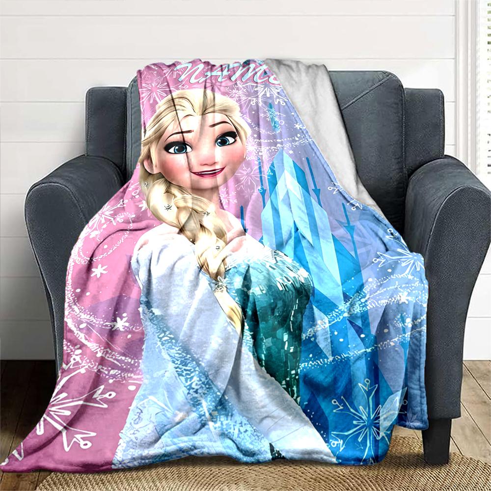 Customiz Name Personality Elsa Frozen Blanket Soft &Warm Sofa Office Bed Travel Lunch Break Blanket, Gift Suitable All Seasons