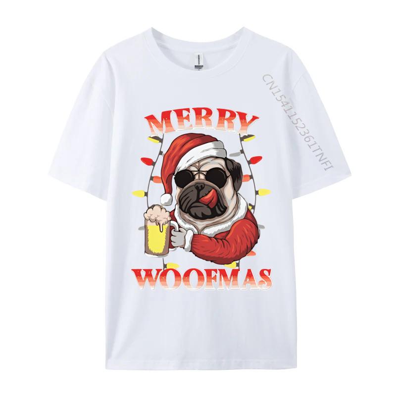 Merry Woofmas Christmas Funny Dog Santa Tshirt Printed T Shirts Unisex Tshirts Unisex Distinctive Design Tops Designer T Shirt