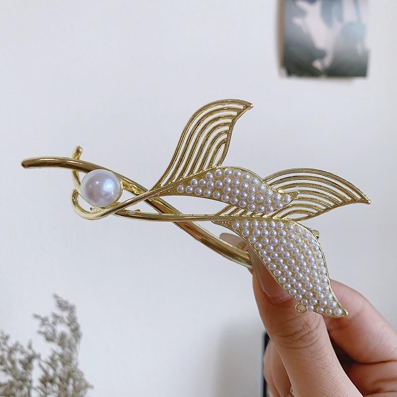 2023 אישיות חדשה סיכת ראש זנב דג וינטג 'פנינת ריינסטון קליפים לשיער עתיקות נשים תכשיטי אביזרי שיער Hanfu