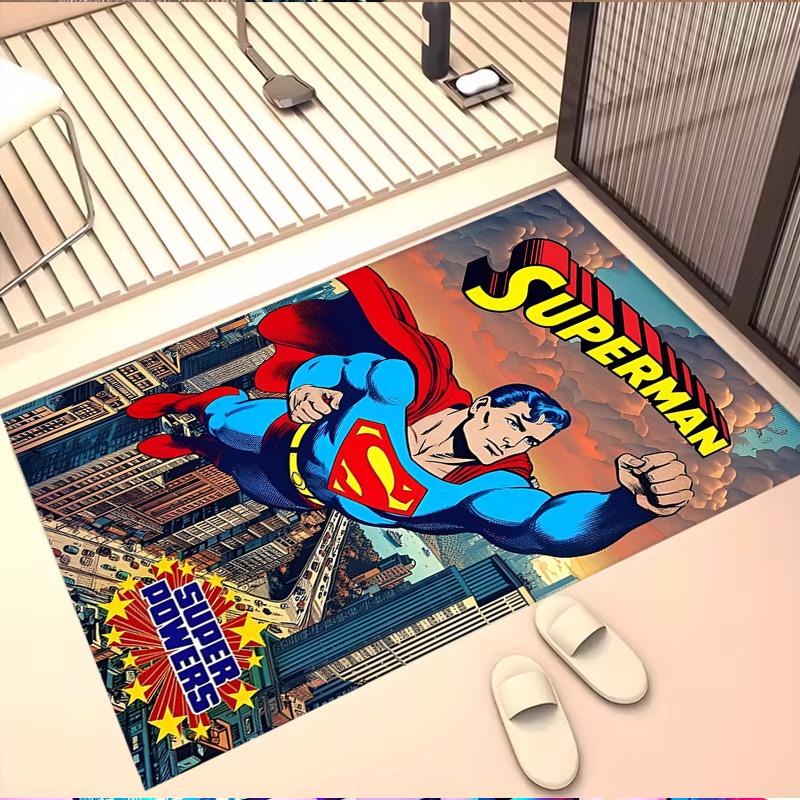 Superman Print Rug, Washable Floor Carpet, For Entryway Dorm Laundry Room Office Study, Home Decor Birthday Christmas Gift