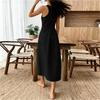 Women's Sleeveless Casual Color Cotton Linen Dress for Summer Everyday Wear